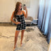 Sequin Pearl Grid Bow Spaghetti Strap Bodycon Mini Homecoming Dress