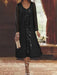 Black chiffon tea length dress with a sequin swirl and jacket