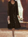 Chocolate chiffon mother of the bride tea length dress with long jacket