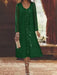 Dark Green chiffon mother of the bride tea length dress with long jacket
