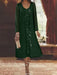Green Black chiffon mother of the bride tea length dress with long jacket