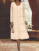 Pearl Pink chiffon mother of the bride tea length dress with long jacket