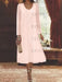 Petal chiffon mother of the bride tea length dress with long jacket