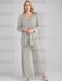 Sequined Chiffon Pantsuits for the Mother of the Bride with Jacket