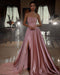Sequined Pink Strapless Sleeveless A-Line Prom Dress With Split
