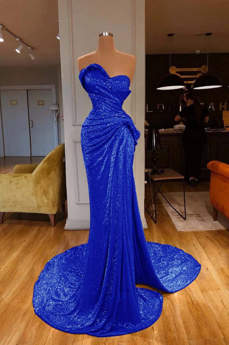 Sequined Red Mermaid Prom Dress Sweetheart with Side Split - Prom Dresses