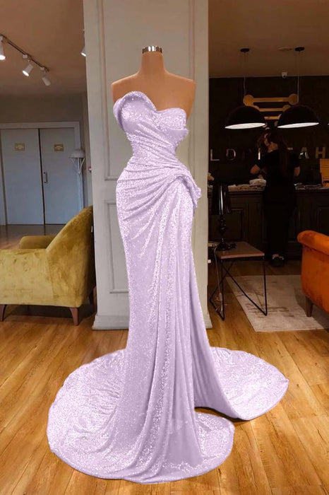 Sequined Red Mermaid Prom Dress Sweetheart with Side Split - Prom Dresses