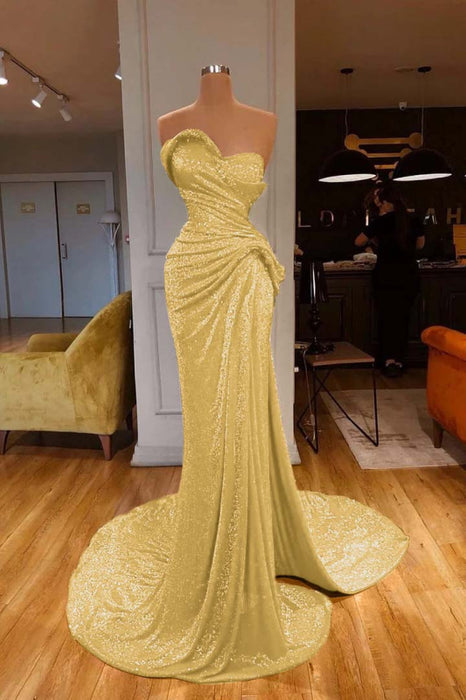 Sequined Red Mermaid Prom Dress Sweetheart with Side Split - Prom Dresses