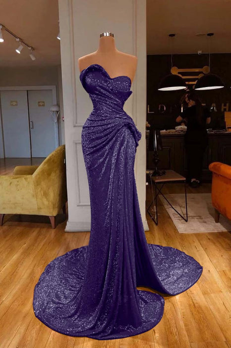 Sequined Red Mermaid Prom Dress Sweetheart with Side Split - Prom Dresses