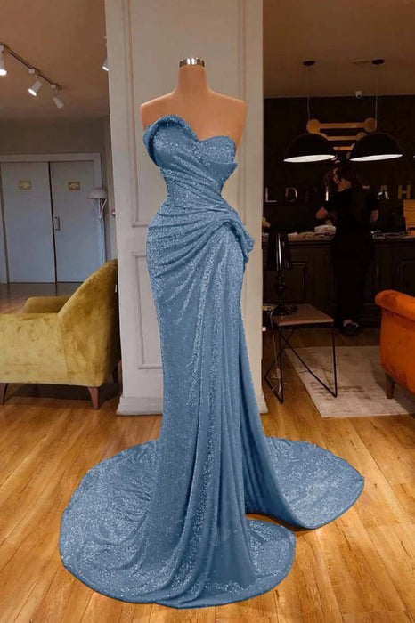 Sequined Red Mermaid Prom Dress Sweetheart with Side Split - Prom Dresses