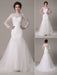 Sequined Wedding Dress Detachable Neckline Lace Applique Mermaid Court Train Bridal Dress misshow