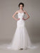 Sequined Wedding Dress Detachable Neckline Lace Applique Mermaid Court Train Bridal Dress misshow