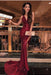 Sequins Burgundy Mermaid Evening Dress