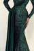 Sequins Long Sleeves High Collar Mermaid Prom Dress with Ruffle