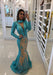 Sequins Mermaid Deep V-Neck Long Sleeves Prom Dress