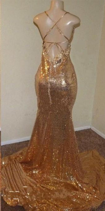 Sequins Mermaid V-Neck Prom Dress