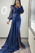 Sequins V-Neck Long Sleeves Mermaid Evening Dress with Split and Ruffle