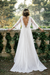 Boho 3/4 Sleeves Backless Long Chiffon Beach Wedding Dress