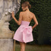 Sexy Backless Satin Prom Dress Strapless Short Homecoming Dress with Bow