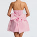 Sexy Backless Satin Prom Dress Strapless Short Homecoming Dress with Bow