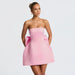 Sexy Backless Satin Prom Dress Strapless Short Homecoming Dress with Bow