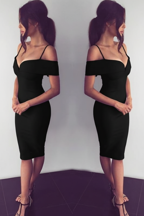 Sexy Bodycon Off the Shoulder Knee Length Prom Charming Evening Party Dresses