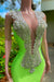 671. Sexy Green Sleeveless Cut Out Long Appliques Mermaid Prom Dress