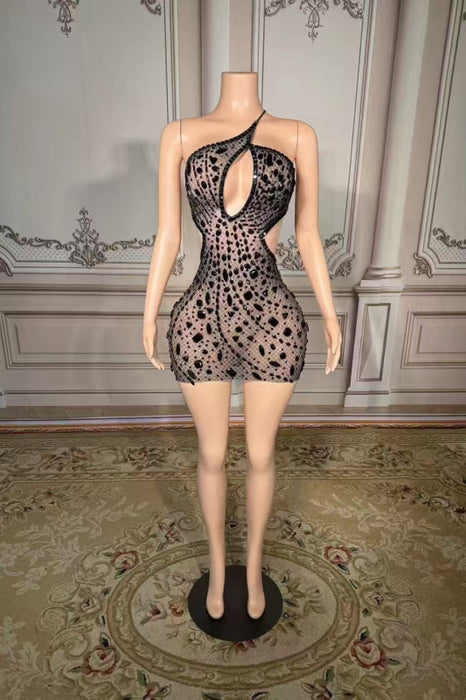 Sexy Halter Backless Sheath Prom Dress with Rhinestone