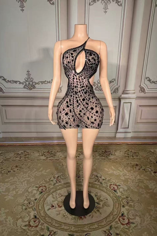 Sexy Halter Backless Sheath Prom Dress with Rhinestone