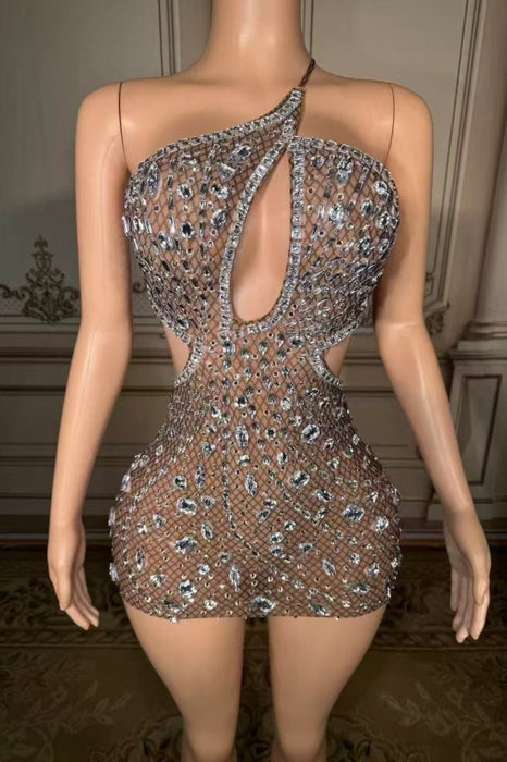 Sexy Halter Backless Sheath Prom Dress with Rhinestone