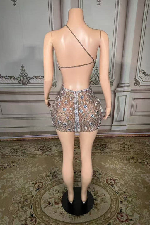 Sexy Halter Backless Sheath Prom Dress with Rhinestone