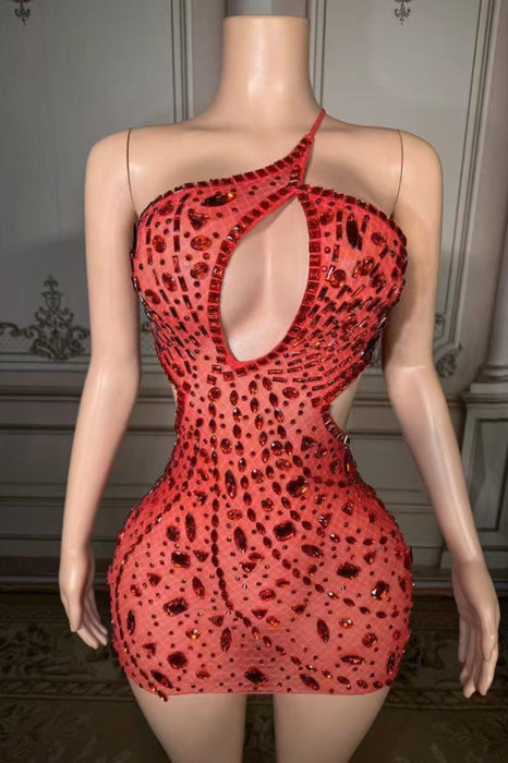 Sexy Halter Backless Sheath Prom Dress with Rhinestone