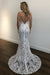 Sexy Mermaid V Neck White Lace Champagne Evening Prom Dress - Dress