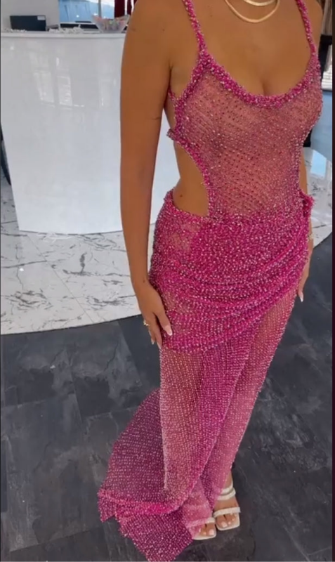 Pink Sequin Homecoming Dress Sexy Graduation Party Gown main image 0