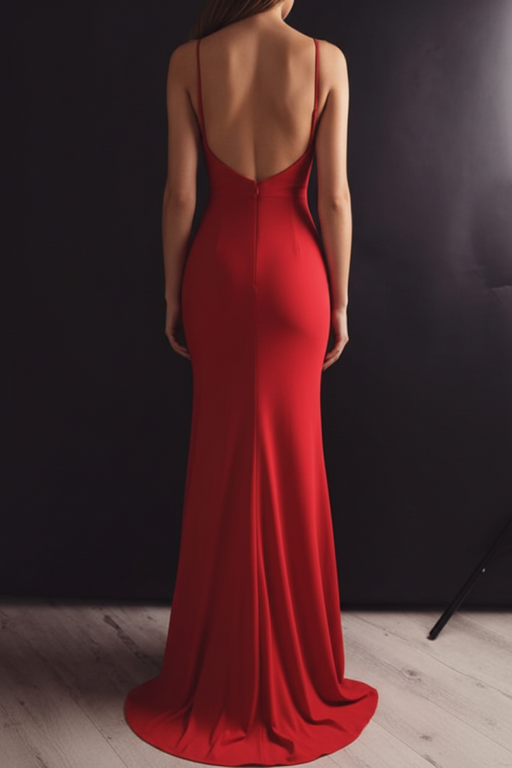 Custom Made Red Mermaid Long Prom Dresses with Leg Slit, Mermaid Red Formal Dresses, Red Evening Dresses