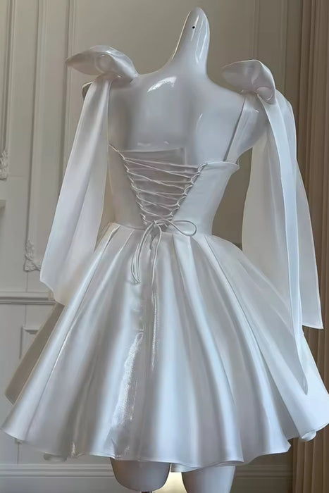 Sexy Satin Aline Homecoming Dress Short Prom Dress with Straps