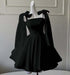 Sexy Satin Aline Homecoming Dress Short Prom Dress with Straps Black