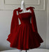 Sexy Satin Aline Homecoming Dress Short Prom Dress with Straps Burgundy