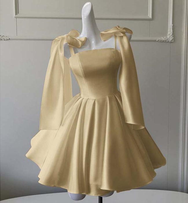 Sexy Satin Aline Homecoming Dress Short Prom Dress with Straps Daffodil
