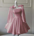 Sexy Satin Aline Homecoming Dress Short Prom Dress with Straps Dusty Pink