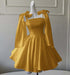 Sexy Satin Aline Homecoming Dress Short Prom Dress with Straps Gold