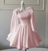Sexy Satin Aline Homecoming Dress Short Prom Dress with Straps Pink