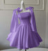 Sexy Satin Aline Homecoming Dress Short Prom Dress with Straps Purple