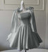 Sexy Satin Aline Homecoming Dress Short Prom Dress with Straps Silver