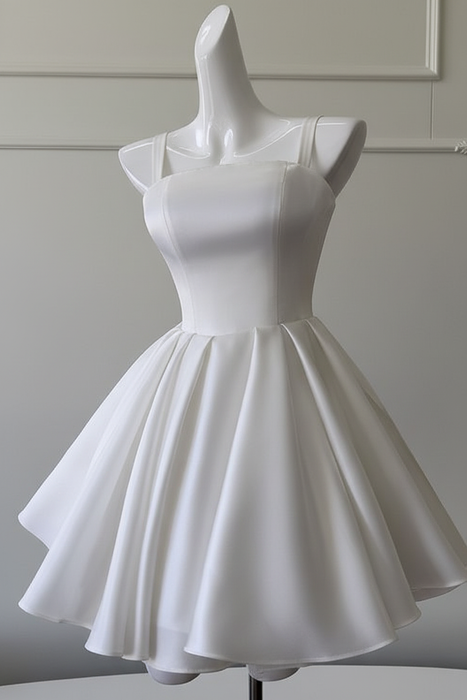 Sexy Satin Aline Homecoming Dress Short Prom Dress with Straps