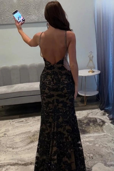 Sexy High Split Black Prom Dress Sleeveless On Sale-Bridelily Sexy High Split Black Prom Dress Sleeveless On Sale-Bridelily