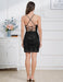 Sexy Spaghetti Straps Black Short Homecoming Dress Sequins Prom Dress