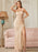 Sexy V-Neck Glitter Sequin Floor Length Dress with Slit-koscy