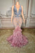 Sexy V-Neck Sequins Feather Mermaid Prom Dress