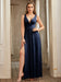 Sexy V-Neck Sleeveless Floor Length Dress with Slit-koscy